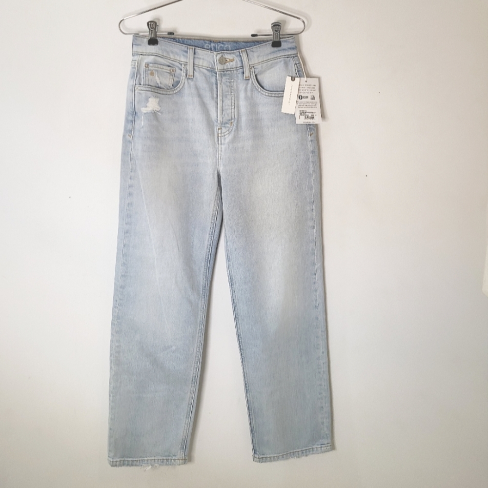 Etica Tyler Vintage Straight Jeans Blue Seafoam Sz 25 NWT $238 Distressed - Picture 4 of 16